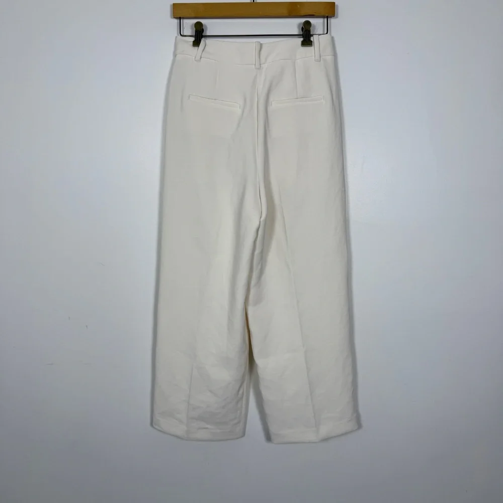 Aritzia Wilfred Effortless Pant 25” inseam Ivory Wide Leg Trouser Size 6 NWOT - Picture 4 of 9